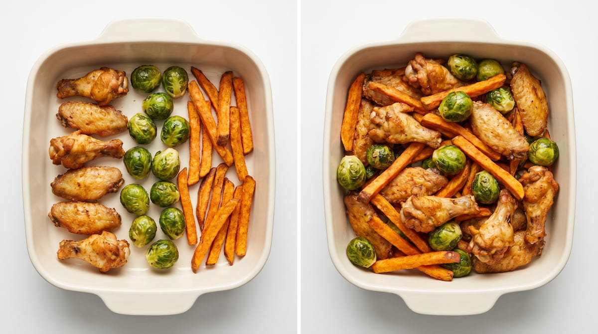 single layer vs stacked food in air fryer basket comparison