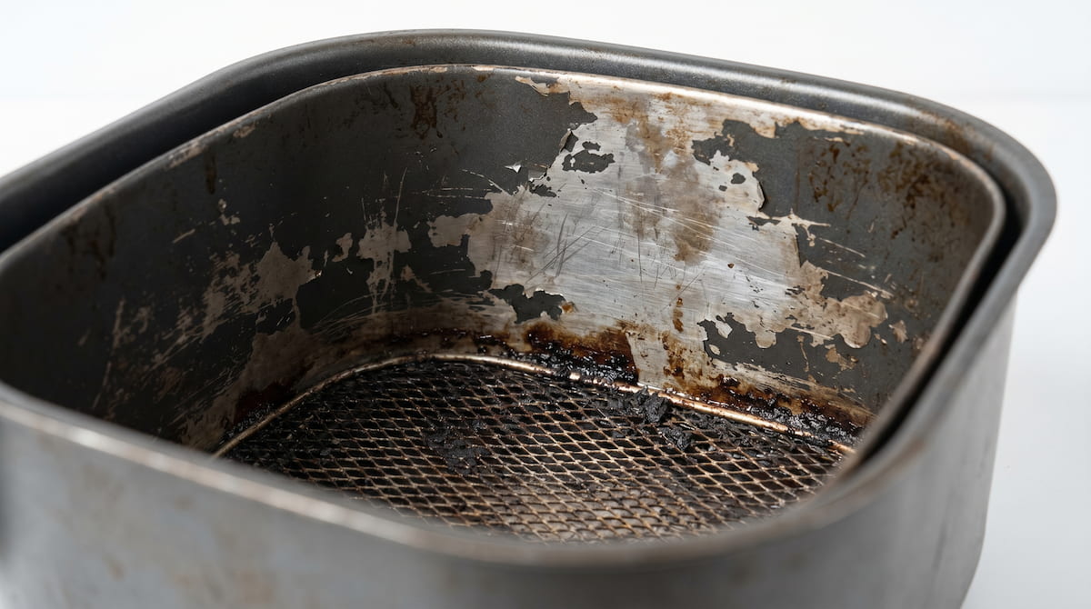 toxic air fryer basket signs coating damage PFAS exposure risk
