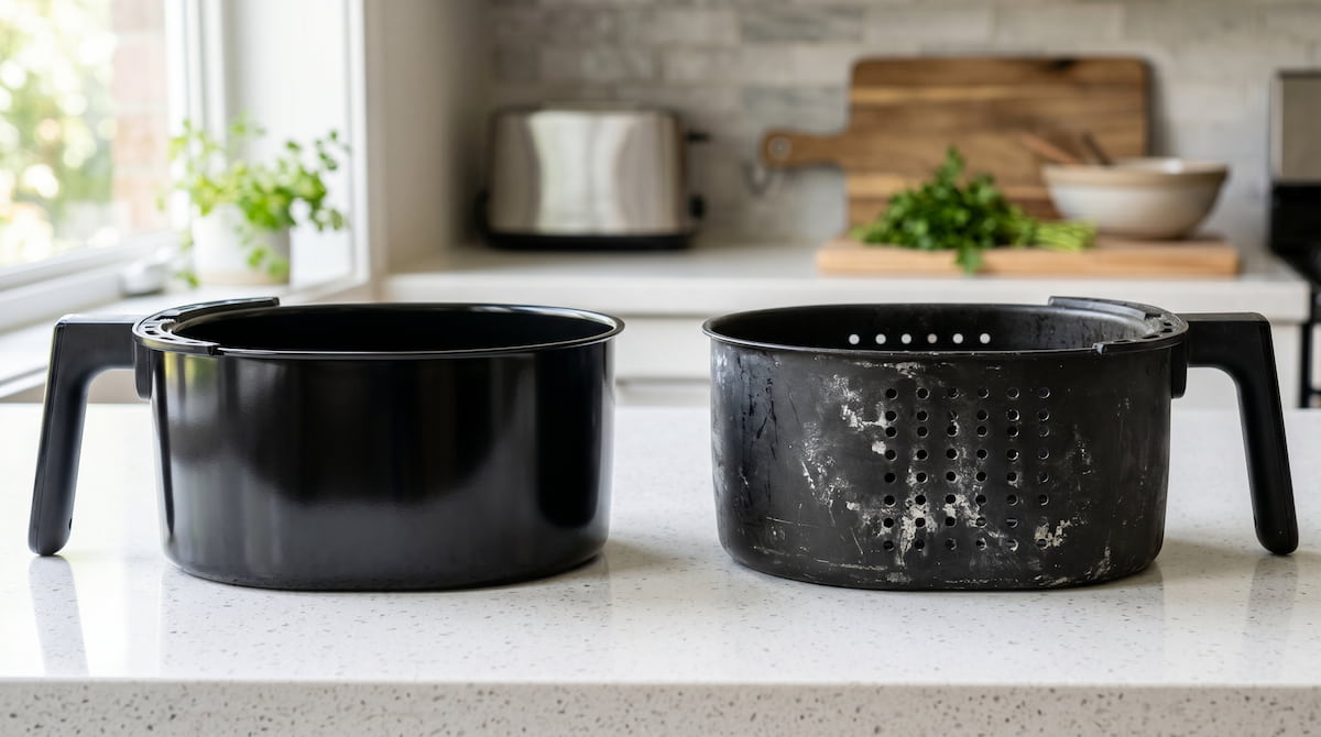 Air fryer basket affected by dishwasher detergent