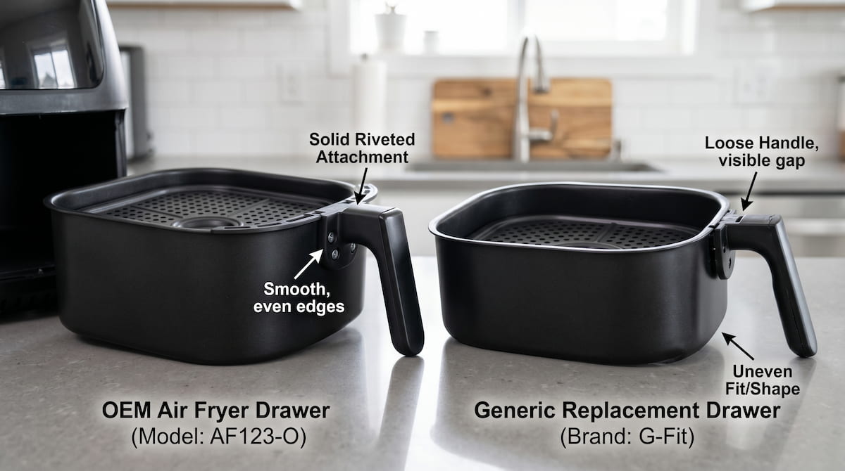 OEM versus generic air fryer drawer insert comparison